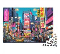 Neon-lit-cityscape-urban-japanese-style Jigsaws 1000 Pieces for Adults with No Two Pieces Alike Jigsaws 1000 Pieces Tokyo Neon for Brain Training And Stress Relief Toys for Adults 70x50cm/1000pcs