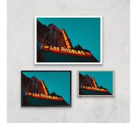 Neon Los Angeles Giclee Art Print - A4 - Wooden Frame