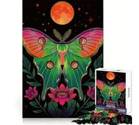 Neon Luna Moth And Moon 1000 Pieces Puzzles for Adults Mind Exercise Toy Peaceful Time Design Assembly Creative Gift (38x52cm)