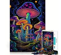 Neon Magic Mushrooms 1000 Piece Jigsaw Puzzle for Adults Smart Game Soothing Fun Pattern Assembly Stylish Gift (38x26cm)