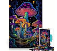 Neon Magic Mushrooms 1000 Piece Jigsaw Puzzles for Adults Teenagers Mind Game Toy Together Fun Neat Cut Amazing Present (50x75cm)