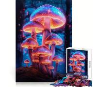 Neon Magic Mushrooms Jigsaw Puzzles 1000 Piece for Adults Smart Game Stress Free Pattern Assembly Warm Surprise (50x75cm)