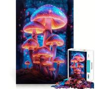 Neon Magic Mushrooms Jigsaw Puzzles 1000 Piece for Adults Smart Game Stress Free Pattern Assembly Warm Surprise (50x75cm)