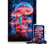 Neon Magic Mushrooms Teenagers Puzzles 1000 Piece Jigsaws Smart Reason Toy Indoor Play Smooth Edge Art Collection Piece (38x26cm)