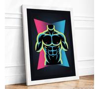 Neon Male Form Framed Wall Art Print A4 White | Ready to Hang, Premium Gi Paper, Fade-Resistant Inks, Securely Packaged, UK Made