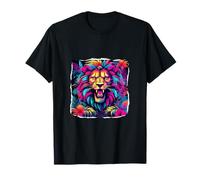 Neon Mane Lion Art: Colorful Jungle Design for All T-Shirt