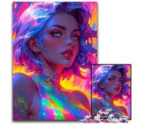 Neon Manga Woman Adult Jigsaw Puzzles 1000 Pieces Jigsaw Puzzles for Adults for Teenagers Teens Ideal Birthday 1000 PCS(38x26cm)