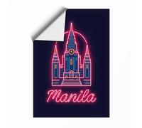 Neon Manila Church Retro Unframed Wall Art Print A1 (84.1×59.4cm), Wall Decor for Living Room, Bedroom, Office & Home, Art Gift