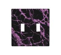 Neon Mauve Black Color Luxury Marble Double Gang Toggle Light Cover Wall Plate Switch Decor Standard Size - 11.4x11.4cm