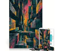 Neon Metropolis 1000 Piece Jigsaw Puzzles for Adults Brain Workout Toy Peaceful Fun Art Assembly Fine Art Piece (38x26cm)