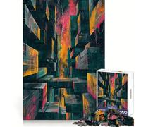 Neon Metropolis 1000 Piece Jigsaw Puzzles for Adults Brain Workout Toy Peaceful Fun Art Assembly Fine Art Piece (38x26cm)