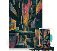 Neon Metropolis 1000 Piece Jigsaw Puzzles for Adults Teenagers Mind Game Toy Together Fun Neat Cut Amazing Present (50x75cm)