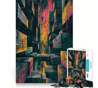 Neon Metropolis Jigsaw Puzzles 1000 Piece for Adults Smart Game Stress Free Pattern Assembly Warm Surprise (38x52cm)