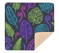 Neon Midnight Jungle Pattern Cute Foldable Baby Playmat for Floor Water Resistant Baby Crawling Mat for Baby Kids Toddlers Infants, 50'' x 50''