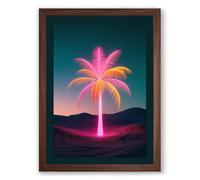 Neon Mirage Retro Framed Wall Art Print A2 (59.4×42cm) Walnut, Wall Decor for Living Room, Bedroom, Office & Home, Ready to Hang, Art Gift