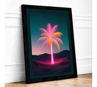 Neon Mirage Retro Framed Wall Art Print A3 (42×29.7cm) Black, Wall Decor for Living Room, Bedroom, Office & Home, Ready to Hang, Art Gift