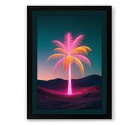 Neon Mirage Retro Framed Wall Art Print A4 (29.7×21cm) Black, Wall Decor for Living Room, Bedroom, Office & Home, Ready to Hang, Art Gift