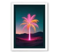 Neon Mirage Retro Framed Wall Art Print A4 (29.7×21cm) White, Wall Decor for Living Room, Bedroom, Office & Home, Ready to Hang, Art Gift