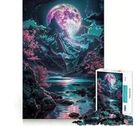 Neon Moon Japan Art 1000 Pieces Jigsaws Adults Puzzles Gifts Improve Memory Quiet Calm Sharp Edge Artistic Gift (38x52cm)