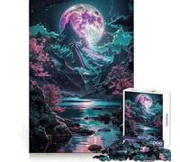 Neon Moon Japan Art Jigsaw Puzzles 1000 Pieces for Adults Strong Logic Toy Stress Free Clear Edge Thoughtful Gift (38x26cm)