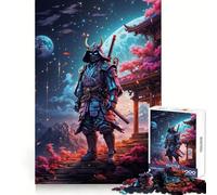 Neon Moonlit Samurai 1000 Piece Jigsaw Puzzles for Adults Brain Workout Toy Peaceful Fun Art Assembly Fine Art Piece (38x26cm)