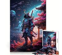 Neon Moonlit Samurai Jigsaw Puzzles 1000 Piece for Adults Smart Game Stress Free Pattern Assembly Warm Surprise (50x75cm)