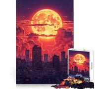 Neon Moonrise Over The City ∕ Jigsaw Puzzles for Adults 1000 Pieces Reason Skill Toy Tension Relief Exact Cut Cherished Gift (38x52cm)