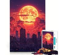 Neon Moonrise Over The City ∕ Jigsaw Puzzles for Adults 1000 Pieces Reason Skill Toy Tension Relief Exact Cut Cherished Gift (38x52cm)