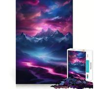 Neon Mountain Landscape 1000 Adult Pieces Jigsaw Puzzle Brain Teaser Calm Escape Pattern Assembly Santa Wish Gift (38x52cm)
