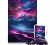 Neon Mountain Landscape 1000 Piece Jigsaw Puzzle for Adults Smart Game Soothing Fun Pattern Assembly Stylish Gift (38x26cm)