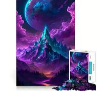 Neon Mountain Landscape 1000 Piece Jigsaw Puzzles for Adults Jigsaw Raise Memory Peaceful Fun Clean Edge Santa Wish Item (38x52cm)