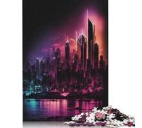 Neon Mumbai Skyline Puzzle Jigsaws 500 Pieces for Adults Puzzle Jigsaws Educational Game for Adult Teenagers 500pcs (52x38cm)