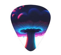 Neon Mushroom Cloud Printed pick set - 12 pieces, thin, medium and thick guitar picks, suitable for guitar, bass, electric guitar and ukulele