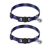 Neon Mushrooms Galaxy Black Easy to Clean Pet Collars 2 Pack Dog Collars for Small Dogs