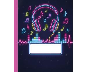 Neon Music Headphones Composition Notebook: A Glowing Sound Wave and Heartbeat Journal | Cool DJ Audio Notebook for Teens, Musicians, and Gamers