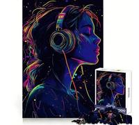 Neon Music Lover Jigsaw Puzzle for Adults 1000 Pieces Mind Play Relaxing Fun Clean Edge Art Collection Piece (38x52cm)