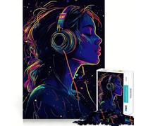Neon Music Lover Teenagers Puzzles 1000 Piece Jigsaws Smart Game Calming Play Pattern Assembly Lovely Present (50x75cm)