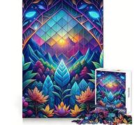 Neon Nature Stained Glass 1000 Piece Jigsaw Puzzles for Adults Jigsaw Raise Memory Peaceful Fun Clean Edge Santa Wish Item (38x26cm)