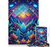 Neon Nature Stained Glass Jigsaw Puzzle for Adults 1000 Pieces Mind Play Relaxing Fun Clean Edge Art Collection Piece (38x52cm)