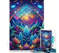 Neon Nature Stained Glass Jigsaw Puzzles 1000 Pieces for Adults Strong Logic Toy Stress Free Clear Edge Thoughtful Gift (50x75cm)