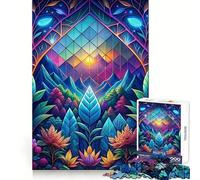 Neon Nature Stained Glass Jigsaw Puzzles 1000 Pieces for Adults Strong Logic Toy Stress Free Clear Edge Thoughtful Gift (50x75cm)