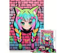 Neon Nekomimi Graffiti 1000 Piece Jigsaw Puzzles for Adults Strengthen Recall Relax Time Quality Edge Birthday Gift (50x75cm)