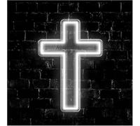Neon Neon Sign For Cross Jesus LED Light For Bedroom Living Room Baptism Party Decoration(Blanc,25x50cm)