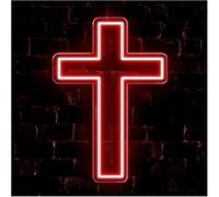 Neon Neon Sign For Cross Jesus LED Light For Bedroom Living Room Baptism Party Decoration(Rouge,16x30cm)