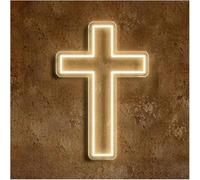 Neon Neon Sign For Cross Jesus LED Light For Bedroom Living Room Baptism Party Decoration(Warm White,25x50cm)