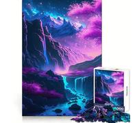 Neon Night Cherry Blossom 1000 Piece Jigsaw Puzzle for Adults Smart Game Soothing Fun Pattern Assembly Stylish Gift (50x75cm)