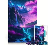Neon Night Cherry Blossom 1000 Piece Jigsaw Puzzle for Adults Smart Game Soothing Fun Pattern Assembly Stylish Gift (50x75cm)
