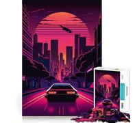 Neon Night Drive 1000 Pieces Jigsaw Puzzles for Adults Brain Workout Toy Stress Free Art Assembly Festival Gift (50x75cm)