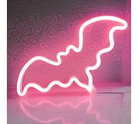 Neon Night Light, LED Neon Signs Night Light Bat Neon Lights Neon Lights for Kids Bedroom Battery USB Operated (Pink)