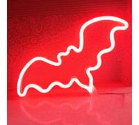 Neon Night Light, LED Neon Signs Night Light Bat Neon Lights Neon Lights for Kids Bedroom Battery USB Operated (Red)